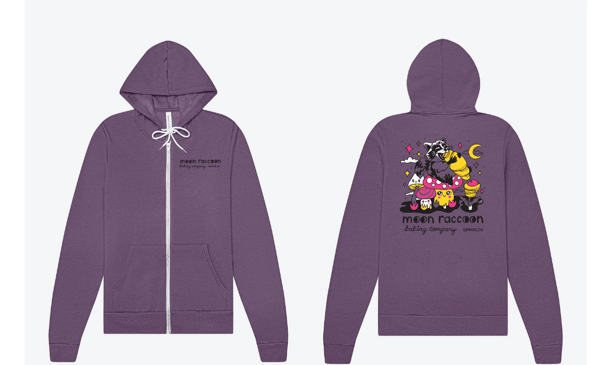 Purple Hooded Zip Up Sweatshirt - Wokeface x MRBC – Moon Raccoon Purple Hooded Zip Up Sweatshirt - Wokeface x MRBC – Moon Raccoon